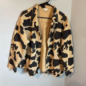 LE LIS Moto Girl Printed Oversized Jacket
Fit is similar to a bomber jacket 
🐮